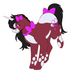 Size: 1500x1500 | Tagged: safe, artist:celeriven, derpibooru import, oc, oc only, oc:softie cuddles, pony, unicorn, bow, female, mare, simple background, solo, tail, tail bow, transparent background