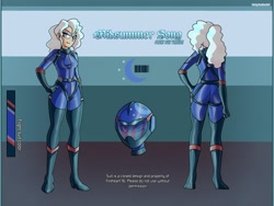 Size: 2500x1875 | Tagged: safe, artist:devillustart, derpibooru import, oc, oc:midsummer song(fireverse), human, equestria girls, clothes, fireheart76's latex suit design, flight suit, humanized, latex, latex suit, prisoners of the moon, reference sheet, rubber, rubber suit