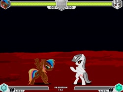 Size: 994x746 | Tagged: safe, artist:tom artista, derpibooru import, pony, unicorn, fighting is magic, bipedal, black background, blood moon, creepy, evil, fan game, horror, inverted colors, moon, new, red, simple background, space, stage, terror