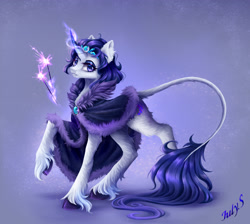 Size: 3178x2853 | Tagged: safe, derpibooru import, oc, pony, unicorn, clothes, crown, jewelry, leonine tail, looking at you, magic, mantle, regalia, solo, sparkles, tail, telekinesis