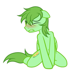 Size: 3306x3273 | Tagged: safe, artist:equestria secret guard, derpibooru import, oc, oc only, oc:pilek, pegasus, pony, unicorn, bedroom eyes, belly button, blushing, collarbone, horn, kneeling, looking at you, male, pegasus oc, sexy, shoulder, shy, simple background, stallion, transparent background, unicorn oc, wings