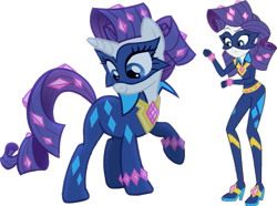 Size: 1251x932 | Tagged: safe, artist:pascalmulokozi2, derpibooru import, edit, edited screencap, screencap, radiance, rarity, unicorn, equestria girls, movie magic, power ponies (episode), season 4, spoiler:eqg specials, background removed, clothes, confused, costume, diamond, diamonds, jewelry, not a vector, paradox, power ponies, self paradox, self ponidox, simple background, smiling, transparent background