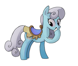 Size: 2283x1939 | Tagged: safe, artist:mandumustbasukanemen, derpibooru import, linky, shoeshine, female, happy, looking back, mare, pretty, raised hoof, raised leg, saddle, simple background, solo, tack, white background