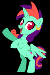 Size: 625x949 | Tagged: safe, artist:skycandy, derpibooru import, oc, oc only, oc:skycandy, alicorn, pony, black background, simple background, solo