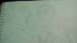 Size: 1024x576 | Tagged: safe, artist:blueblaze7107, derpibooru import, rainbow dash, soarin', pegasus, pony, female, male, mare, shipping, soarindash, stallion, straight, traditional art