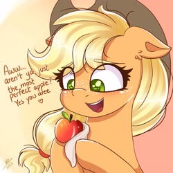 Size: 3000x3000 | Tagged: safe, artist:galaxy swirl, derpibooru import, applejack, earth pony, pony, 2023, apple, female, mare, signature, solo, that pony sure does love apples