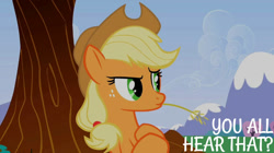 Size: 828x465 | Tagged: safe, derpibooru import, edit, edited screencap, editor:quoterific, screencap, applejack, lesson zero, solo