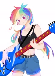 Size: 1483x2048 | Tagged: safe, artist:rainn__1026, derpibooru import, rainbow dash, human, electric guitar, guitar, musical instrument