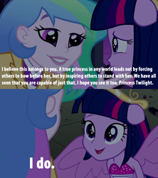 Size: 1000x1126 | Tagged: safe, derpibooru import, edit, edited screencap, editor:incredibubbleirishguy, screencap, princess celestia, principal celestia, twilight sparkle, equestria girls, equestria girls (movie), cute, cutelestia, element of magic, quote, text, twiabetes