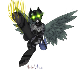 Size: 1609x1448 | Tagged: safe, artist:ashel_aras, derpibooru import, pegasus, pony, armor, background removed, cloaker, clothes, flag, headphones, hit, lightning, male, military uniform, payday, payday 2, ponified, rule 85, simple background, solo, species swap, transparent background, uniform