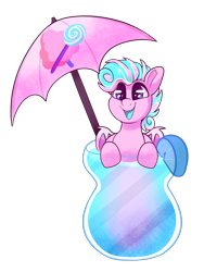 Size: 3000x4000 | Tagged: source needed, safe, artist:graphene, derpibooru import, oc, oc only, oc:sweetie swirl, bat pony, pony, alcohol, blue tongue, cup, cup of pony, cutie mark, drink, fangs, femboy, food, glass, happy, lemon, male, micro, multicolored hair, simple background, solo, transparent background, umbrella