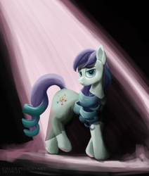 Size: 3000x3536 | Tagged: safe, artist:calebpedigo, derpibooru import, coloratura, earth pony, pony, female, high res, looking at you, mare, rara, smiling, smiling at you, solo, spotlight