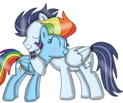 Size: 856x720 | Tagged: safe, artist:dasher666, derpibooru import, rainbow dash, soarin', pegasus, pony, the last problem, female, hug, male, mare, older, older rainbow dash, older soarin', older soarindash, shipping, simple background, soarindash, stallion, straight, white background