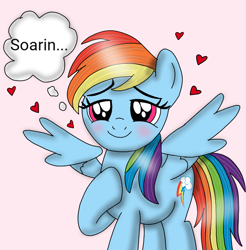 Size: 720x733 | Tagged: safe, artist:dasher666, derpibooru import, rainbow dash, pegasus, pony, blushing, female, implied shipping, implied soarin', implied soarindash, implied straight, in love, mare