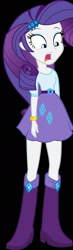 Size: 528x1799 | Tagged: safe, artist:daring-danger-do, derpibooru import, edit, edited screencap, screencap, rarity, equestria girls, equestria girls (movie), 2013, belt, black background, boots, clothes, high heel boots, old art, shirt, shocked, shoes, simple background, skirt, solo