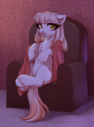 Size: 2204x3000 | Tagged: safe, artist:nika-rain, derpibooru import, oc, oc:ikura, earth pony, pony, belly, blanket, chair, cute, drink, eyebrows, eyebrows visible through hair, female, frog (hoof), looking at you, sitting, sketch, smiling, solo, underhoof, unshorn fetlocks