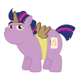 Size: 1200x1200 | Tagged: safe, artist:prixy05, derpibooru import, oc, oc only, oc:sparkle tail, earth pony, pony, cardboard wings, dyed mane, fake cutie mark, fake horn, fake wings, not twilight sparkle, simple background, solo, transparent background