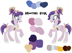 Size: 900x665 | Tagged: safe, artist:westrail642fan, derpibooru import, oc, oc only, oc:shooting star (r&f), pegasus, base used, female, folded wings, freckles, guardsmare, mare, offspring, parent:oc:david wyne, parent:princess cadance, parents:canon x oc, pegasus oc, reference sheet, rise and fall, royal guard, simple background, solo, white background, wings