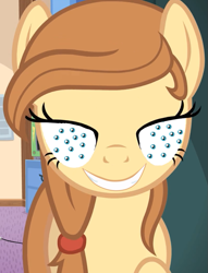 Size: 663x869 | Tagged: safe, edit, edited screencap, editor:undeadponysoldier, screencap, oc, oc only, oc:cream heart, earth pony, pony, creepy, creepy smile, female, grin, looking at you, mare, multiple iris, nightmare fuel, shrunken pupils, solo, staring into your soul, too many eyes, trypophobia