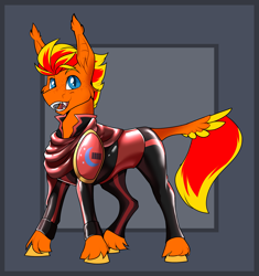 Size: 1835x1951 | Tagged: safe, artist:parrpitched, derpibooru import, oc, oc only, oc:fireheart(fire), bat pony, clothes, concave belly, fireheart76's latex suit design, latex, latex suit, prisoners of the moon, reference sheet, rubber, rubber suit, solo