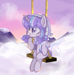 Size: 1065x1070 | Tagged: safe, artist:corpse, derpibooru import, oc, oc only, oc:delia ino, unicorn, base, base used, simple background, snow, swing