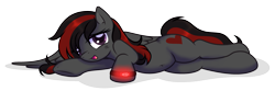 Size: 4341x1448 | Tagged: safe, artist:arshe12, derpibooru import, oc, oc only, oc:se solar eclipse, pegasus, pony, bedroom eyes, belly, belly button, looking at you, lying down, open mouth, pegasus oc, pony oc, simple background, smiling, smiling at you, solo, spread wings, transparent background, watch, wings, wristwatch