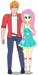 Size: 1028x2006 | Tagged: safe, anonymous artist, artist:edy_january, derpibooru import, big macintosh, fluttershy, human, series:romantic and jackass, series:romantic stories, equestria girls, equestria girls series, beloved, belt, boots, boyfriend and girlfriend, butterfly hairpin, clothes, cringe, denim, duo, female, fluttermac, fluttershy boho dress, geode of fauna, humanized, jacket, jeans, kisekae, magical geodes, male, pants, romantic, shipping, shirt, shoes, simple background, straight, transparent background, vector