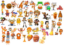 Size: 1057x756 | Tagged: safe, artist:greenteen80, derpibooru import, edit, applejack, scootaloo, bear, big cat, bird, dinosaur, dog, earth pony, fish, fox, human, monkey, moose, pegasus, pony, robot, tiger, g4, adventure time, aiai, amigo, angry birds, annoying orange, bart simpson, bingo (the banana splits), brain pop, bubble guppies, bubbles (angry birds), buddy (dinosaur train), camp lazlo, cat (catdog), catdog, chocolate, chuckie finster, chum chum, clownfish, clyde (pac-man), codename kids next door, crash bandicoot, crash bandicoot (series), darwin watterson, dinosaur train, disco bear, disney, dog (catdog), dora the explorer, dr. seuss, dumb ways to die, dumb ways to die 2, emmet brickowski, ernie, fanboy and chum chum, female, filly, finding nemo, foal, food, frosted flakes, garfield, handy, happy tree friends, i-ready, jake the dog, kenny mccormick, kirby (series), kung fu panda, kwazii, kyle broflovski, lazlo, lego, lincoln loud, lisa simpson, littlest pet shop, low effort, m&m's, madcap, male, marcie, mare, meggy, moby, nemo, nonny (bubble guppies), numbuh 4, octonauts, orange, orange (color), orange m&m, pac-man, peanuts, plory, princess daisy, reg (rubbadubbers), russell ferguson, sesame street, shere khan, simple background, smg4, sonic the hedgehog (series), south park, super mario bros., super monkey ball, swiper, the amazing world of gumball, the angry birds movie, the backyardigans, the banana splits, the jungle book, the lego movie, the lorax, the loud house, the simpsons, tigger, tigress, tony the tiger, tyrone, waddle dee, wander (wander over yonder), wander over yonder, white background, winnie the pooh