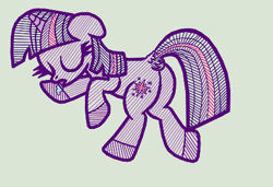 Size: 462x316 | Tagged: safe, artist:scandianon, derpibooru import, twilight sparkle, unicorn twilight, unicorn, butt, dock, drool, ears, eyes closed, female, floppy ears, hooves, lying down, mare, on side, open mouth, simple background, sleeping, tail