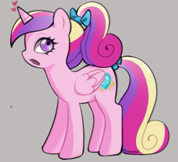 Size: 567x515 | Tagged: safe, artist:amaeeart, derpibooru exclusive, derpibooru import, princess cadance, alicorn, pony, female, filly, filly cadance, foal, gray background, heart, mare, open mouth, simple background, solo, teen princess cadance, younger