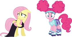 Size: 5715x3000 | Tagged: safe, artist:cloudy glow, derpibooru import, fluttershy, pinkie pie, scare master, .ai available, pinkie puffs, simple background, transparent background, vector