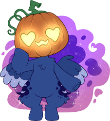 Size: 3990x4404 | Tagged: safe, artist:cutepencilcase, derpibooru import, princess luna, alicorn, pony, bipedal, chibi, halloween, heart, heart eyes, holiday, jack-o-lantern, pumpkin, simple background, solo, sticker, transparent background, wingding eyes