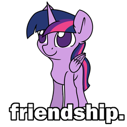 Size: 2000x2000 | Tagged: safe, artist:tz055, derpibooru import, twilight sparkle, twilight sparkle (alicorn), alicorn, pony, friendship, meme, solo, text