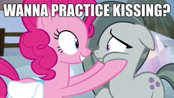 Size: 1920x1080 | Tagged: safe, derpibooru import, edit, edited screencap, screencap, marble pie, pinkie pie, hearthbreakers, caption, cheek squish, image macro, imminent kissing, implied incest, implied kissing, implied lesbian, looking at each other, looking at someone, looking at you, smiling, smiling at you, squishy cheeks, text, tomska