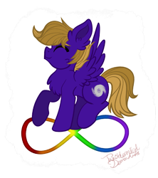 Size: 1957x2201 | Tagged: safe, artist:taxidermieddemon, derpibooru import, oc, oc only, oc:wing front, pegasus, pony, autism, autism spectrum disorder, brown mane, brown tail, cute, hurricane, infinity symbol, male, pegasus oc, purple fur, signature, simple background, solo, tail, transparent background, wings
