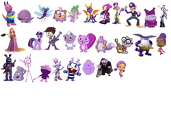 Size: 1280x915 | Tagged: safe, artist:greenteen80, derpibooru import, edit, spike, twilight sparkle, twilight sparkle (alicorn), alicorn, dragon, dragonfly, human, insect, kangaroo, squirrel, whale, g4, adventure time, austin (the backyardigans), baby, baby dragon, backpack, backpack (dora the explorer), barely pony related, big the cat, blaze the cat, bonnie (fnaf), bubble guppies, chowder, chowder (character), count von count, dick figures, dora the explorer, dragon (miss spider's sunny patch friends), espio the chameleon, fanboy, fanboy and chum chum, fear (inside out), female, five nights at freddy's, happy tree friends, inside out, lammy, low effort, lumpy space princess, luna loud, male, mare, mime (happy tree friends), miss spider's sunny patch friends, oona (bubble guppies), poof (fop), purple, rapunzel, rubbadubbers, sesame street, simple background, sonic the hedgehog (series), spyro the dragon, spyro the dragon (series), stacy, super mario bros., tangled (disney), the backyardigans, the fairly oddparents, the loud house, the mole, tico, toothy, walden, waluigi, white background, winona (rubbadubbers), wow! wow! wubbzy!, zooli