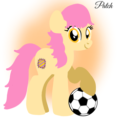 Size: 1400x1400 | Tagged: safe, artist:mlplary6, derpibooru import, patch (g1), earth pony, pony, g1, my little pony tales, ball, female, looking at you, mare, smiling, smiling at you