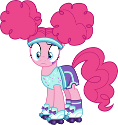 Size: 3000x3164 | Tagged: safe, artist:cloudy glow, derpibooru import, pinkie pie, earth pony, pony, g4, scare master, clothes, headband, pinkie puffs, roller skates, simple background, skates, solo, transparent background, vector