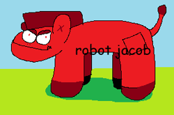 Size: 299x197 | Tagged: safe, derpibooru import, oc, oc:jacob, pony, robot, robot pony, 1000 hours in ms paint, red eyes, red fur, red mane