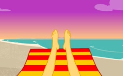 Size: 1280x793 | Tagged: safe, derpibooru import, sunset shimmer, barefoot, beach, beach chair, chair, feet, feet up, female, fetish, foot fetish, foot focus, photo, relaxing, solo, sunset
