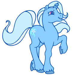 Size: 2000x2000 | Tagged: safe, artist:wtfponytime, derpibooru exclusive, derpibooru import, trixie, pony, unicorn, g2, g4, cute, diatrixes, eyebrows, female, g4 to g2, generation leap, grin, high res, mare, raised hoof, raised leg, simple background, smiling, smirk, smug, solo, unshorn fetlocks, white background