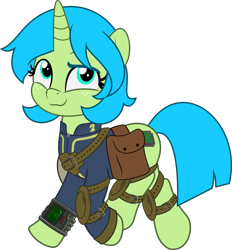 Size: 4635x5000 | Tagged: safe, alternate version, artist:jhayarr23, derpibooru import, oc, oc only, oc:littlepip, pony, unicorn, fallout equestria, alternate design, alternate littlepip interpretation, clothes, commission, commissioner:solar aura, horn, jumpsuit, pipbuck, simple background, transparent background, unicorn oc, vault suit, ych result