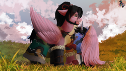 Size: 3840x2160 | Tagged: safe, artist:brainiac, derpibooru import, oc, oc:brush stroke, pegasus, pony, unicorn, clothes, crossover, digital painting, false horn, female, final fantasy, final fantasy xiv, hien rijin, large wings, male, mare, monk, ponified, samurai, species swap, stallion, wings