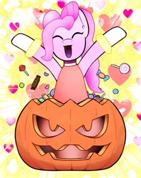 Size: 1020x1280 | Tagged: safe, artist:alan-the-animeartist, derpibooru import, pinkie pie, earth pony, pony, female, halloween, holiday, pumpkin