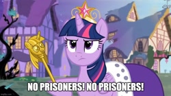 Size: 888x499 | Tagged: safe, derpibooru import, edit, edited screencap, screencap, twilight sparkle, twilight sparkle (alicorn), alicorn, princess twilight sparkle (episode), big crown thingy 2.0, black vine, caption, element of magic, image macro, imgflip, impact font, lawrence of arabia, movie reference, ponyville, scepter, text, twilight scepter