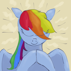 Size: 3000x3000 | Tagged: safe, artist:rapt, color edit, derpibooru import, edit, rainbow dash, colored, meditating, praying, snowpity, solo