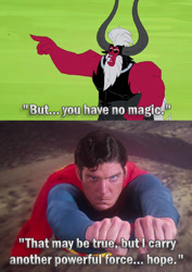 Size: 794x1123 | Tagged: safe, derpibooru import, edit, edited screencap, screencap, lord tirek, twilight's kingdom, christopher reeve, crossover, dc comics, superman, superman: the movie, tirek is doomed, tirek is so utterly boned it's tragic