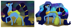 Size: 1892x748 | Tagged: safe, artist:loopina, derpibooru import, oc, oc:minuit, saddle arabian, female, mare, queen, redraw, simple background, solo, sultane, transparent background