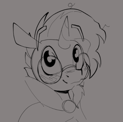 Size: 545x540 | Tagged: safe, artist:luxsimx, derpibooru import, sunburst, pony, unicorn, male, monochrome, sketch