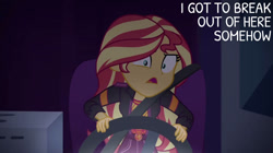 Size: 828x465 | Tagged: safe, derpibooru import, edit, edited screencap, editor:quoterific, screencap, sunset shimmer, better together, equestria girls, sunset's backstage pass!, solo